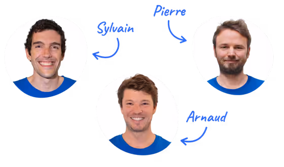Sylvain, Pierre y Arnaud, fundadores de Poplico